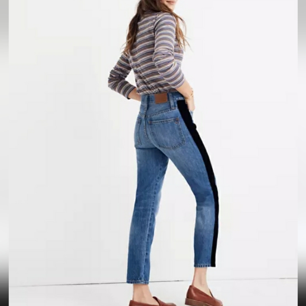 MADEWELL the perfect vintage Jean velvet tuxedo Stripe edition. Size 26